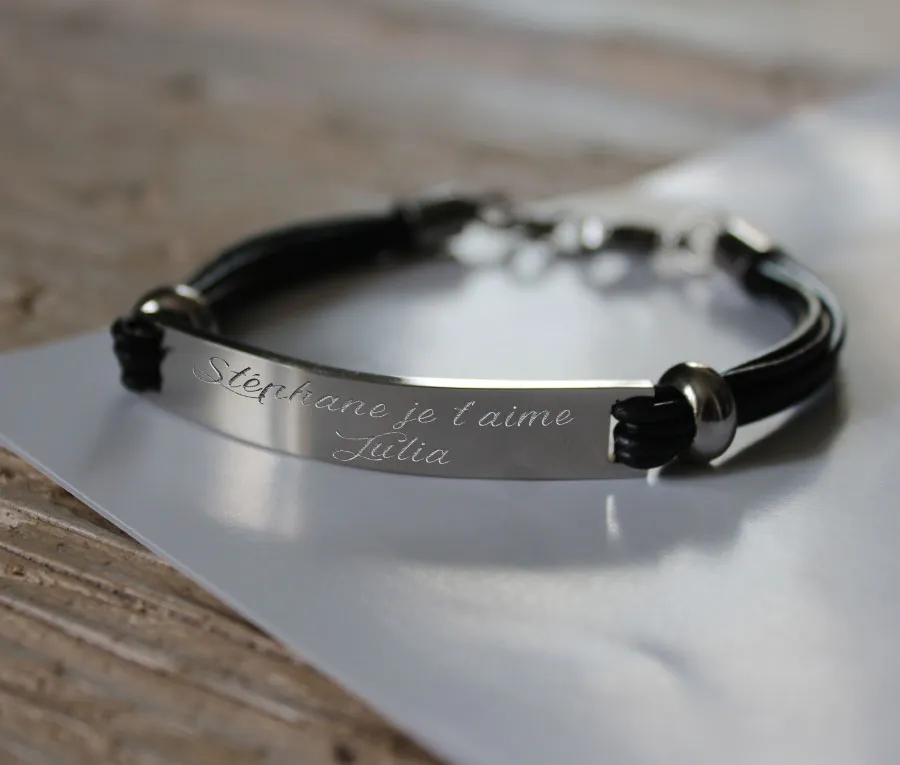 Bracelet avec Votre message Gravé.