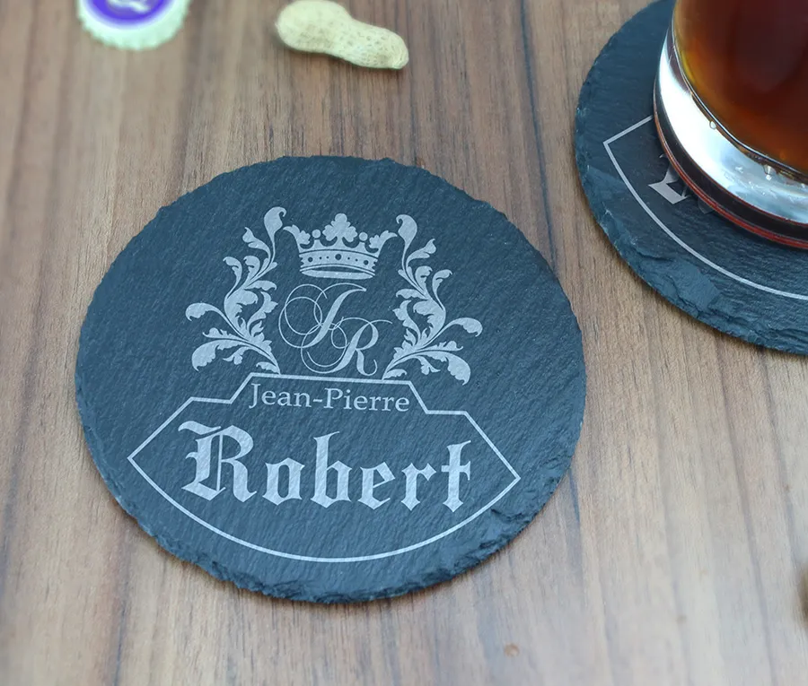 Sous-verre gravé en Ardoise pour Bière.